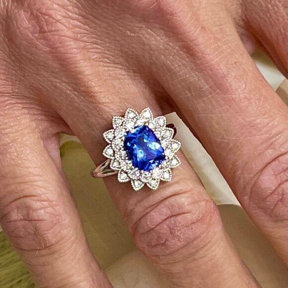 Natural Tanzanite Diamond Ring 6.5 14k W Gold 2.61 TCW Certified $4,950 217842 - Picture 5 of 16